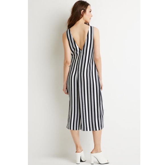 NWT Forever 21 Striped Culotte Jumpsuit - Picture 3 of 6